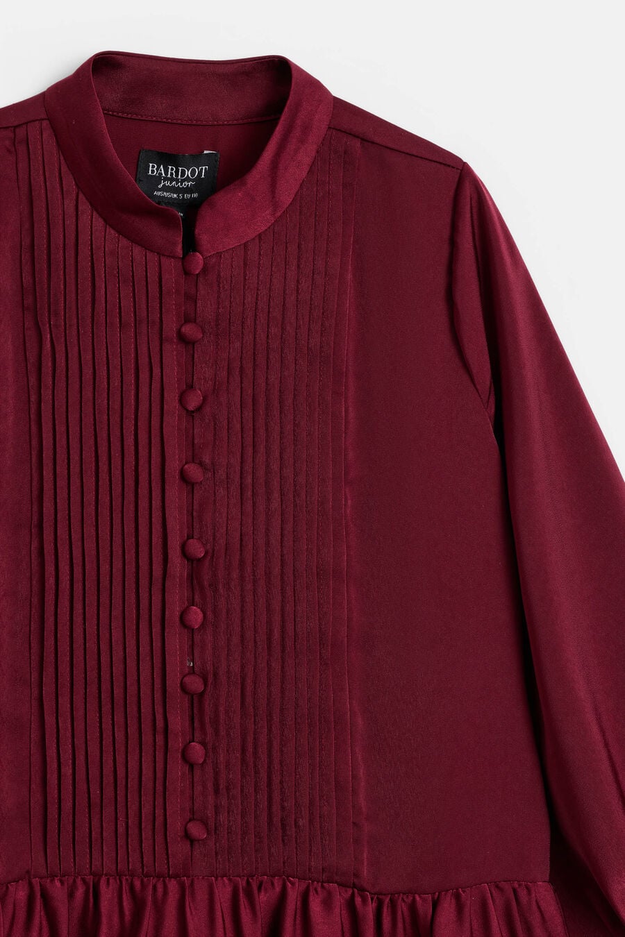 ANIE SATIN SHIRT DRESS in colour Burgundy