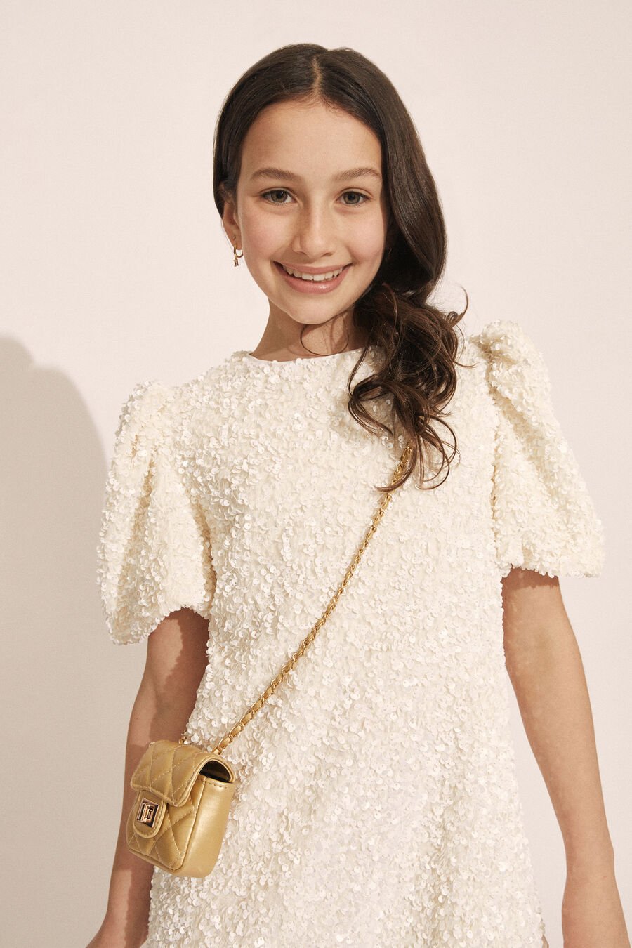 GISELLE MINI SEQUIN DRESS in colour WHITE