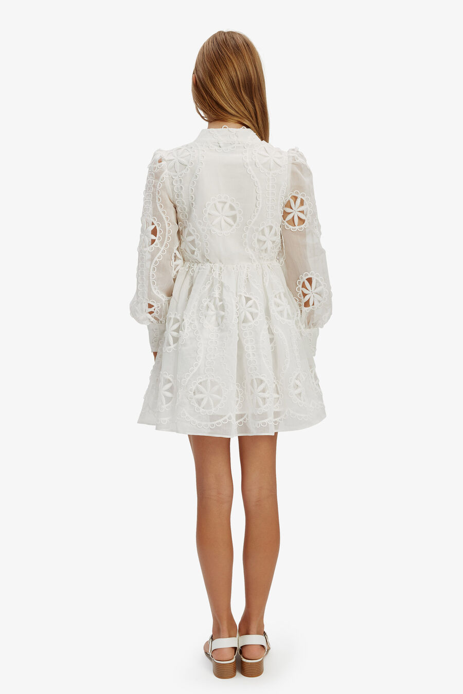 FIRA FLORAL BRODERIE DRESS in colour ORCHIDWHT