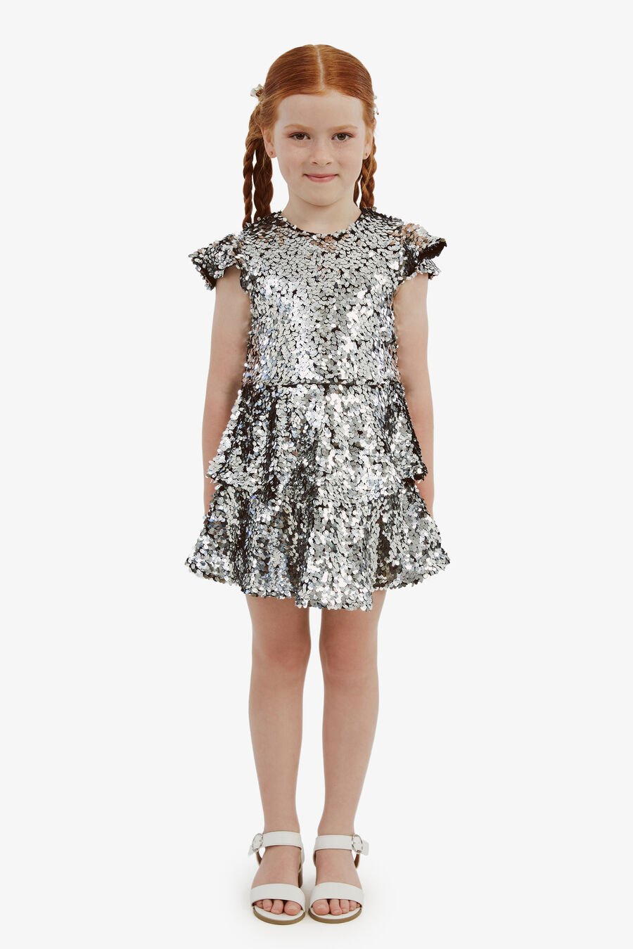 MINDIE SEQUIN DRESS in colour SILVER