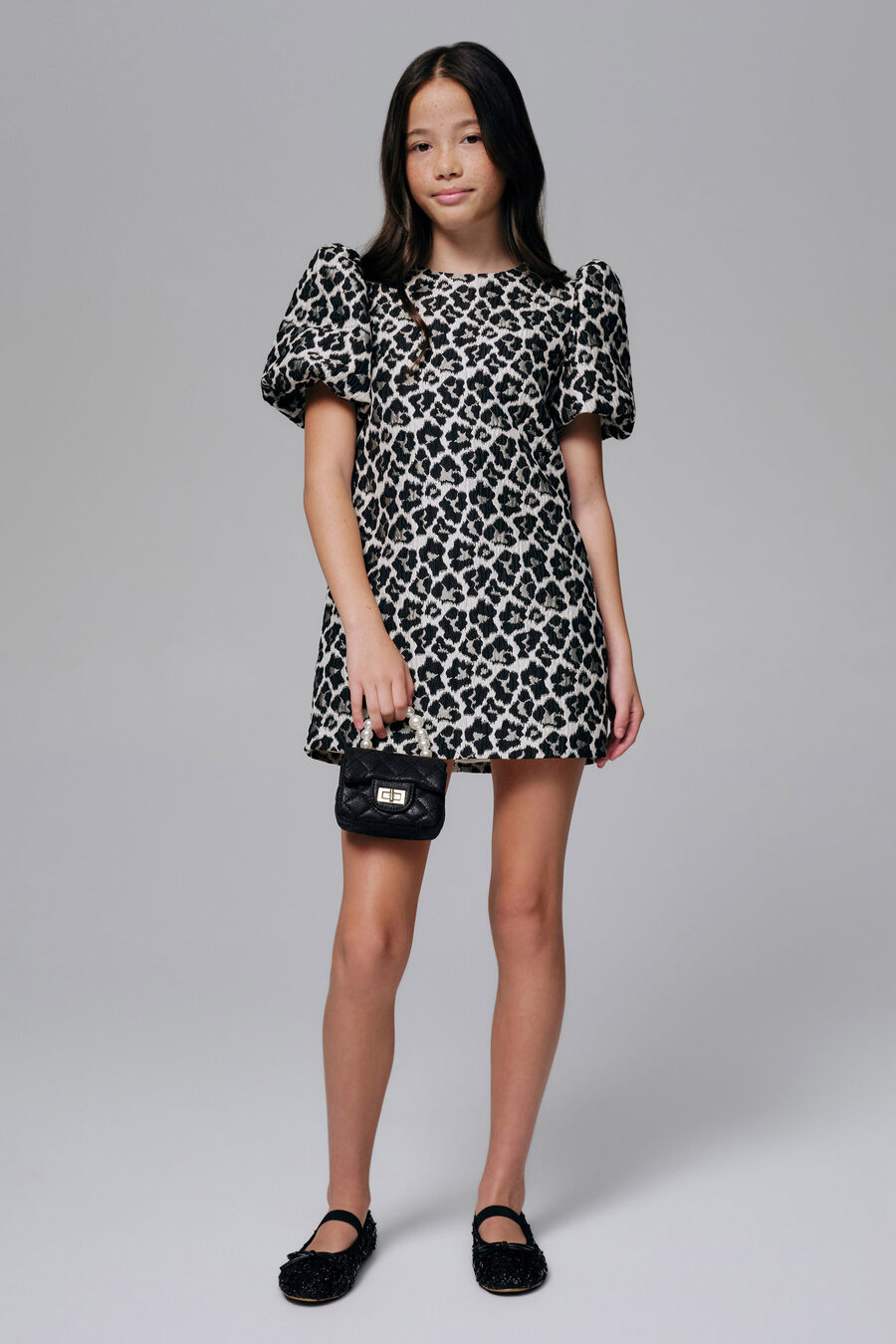 ZAYLA LEOPARD MINI DRESS in colour Black