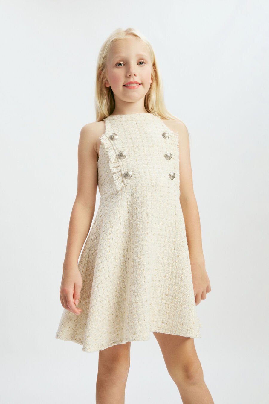ROMA BOUCLE DRESS in colour IVORY BCLE