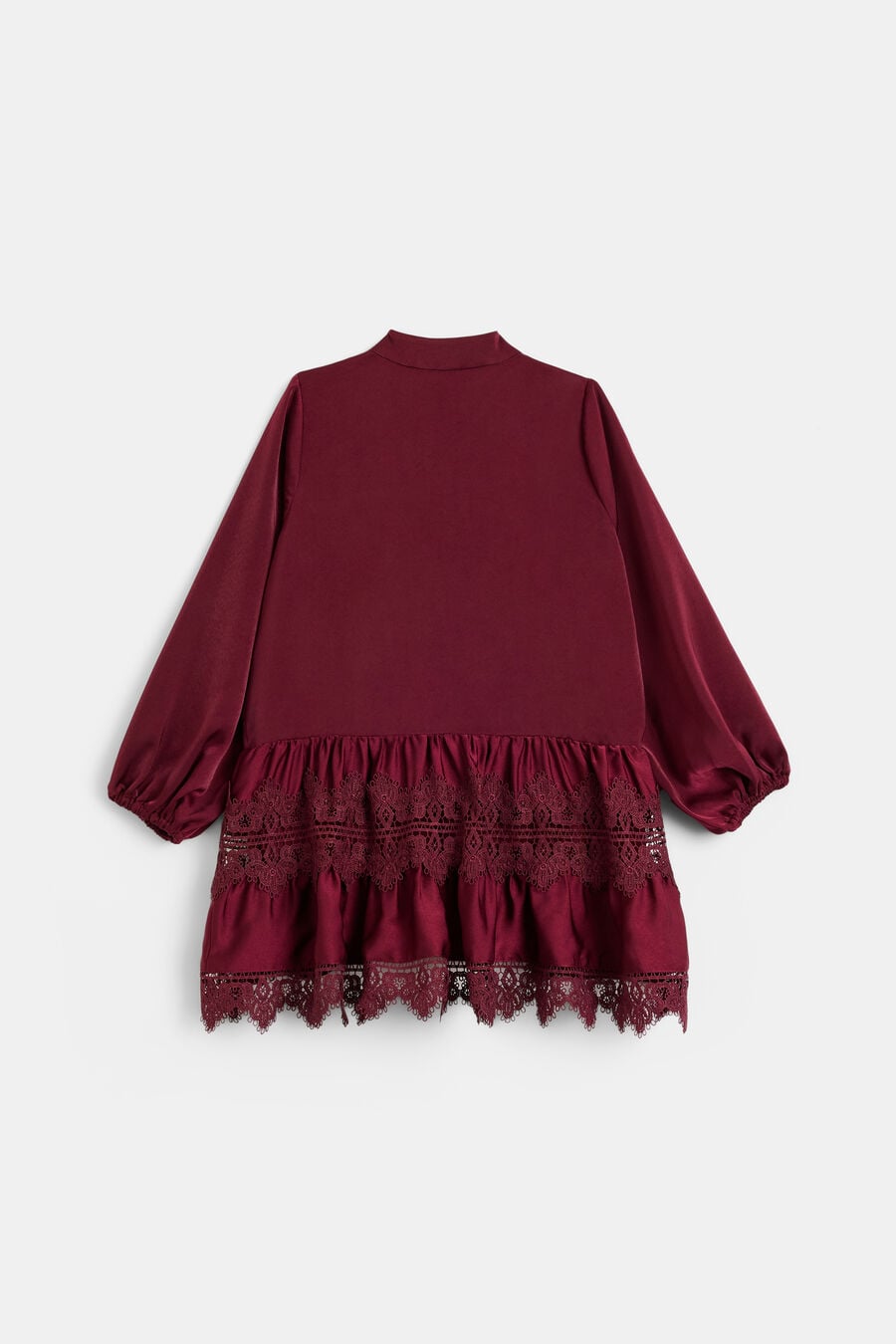 ANIE SATIN SHIRT DRESS in colour Burgundy
