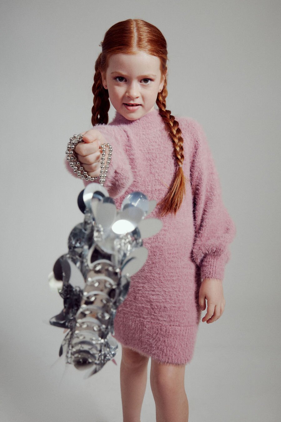 Girls Bell Sleeve Knit Dress