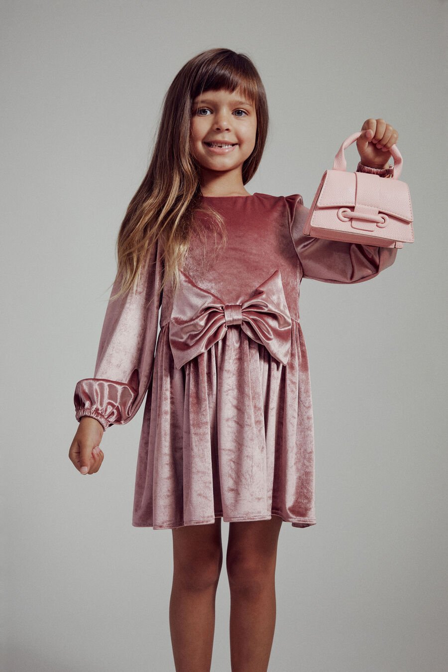 LINDSEY VELOUR MINI DRESS in colour DUSTY ROSE