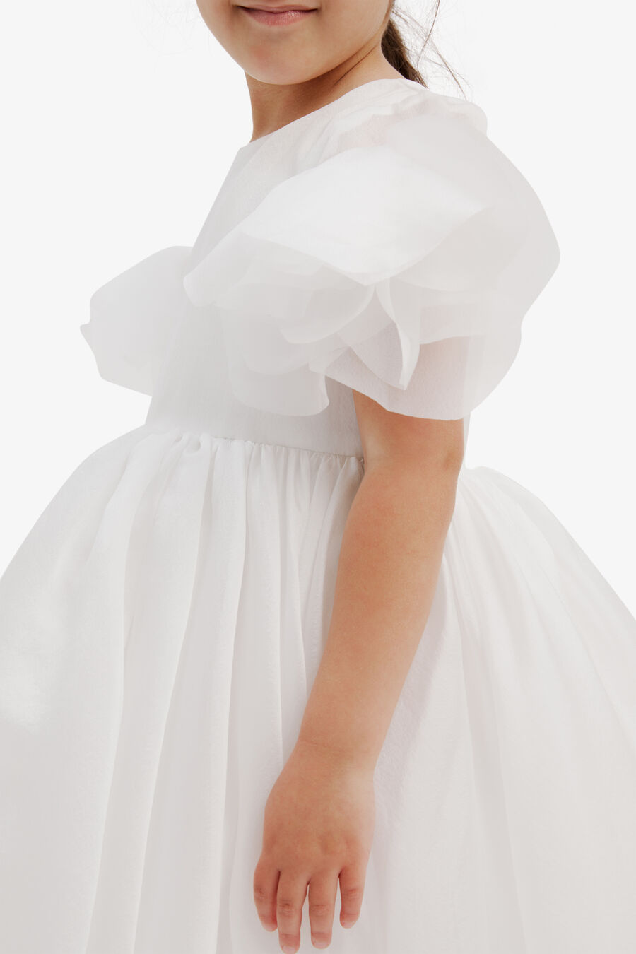 JULIET FLOWER MINI DRESS in colour ORCHIDWHT