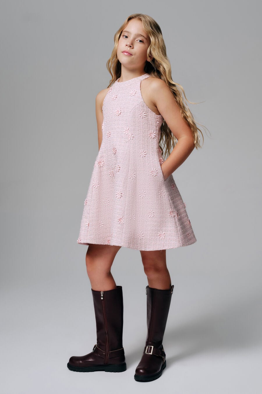 Girls Esra Daisy Boucle Mini Dress