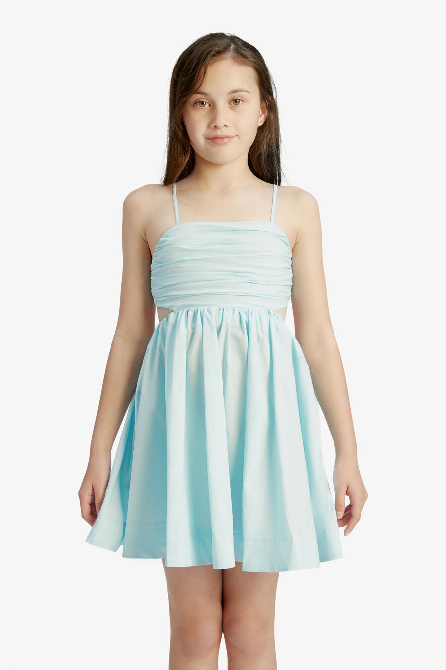 ZARELA POPLIN DRESS in colour AQUA