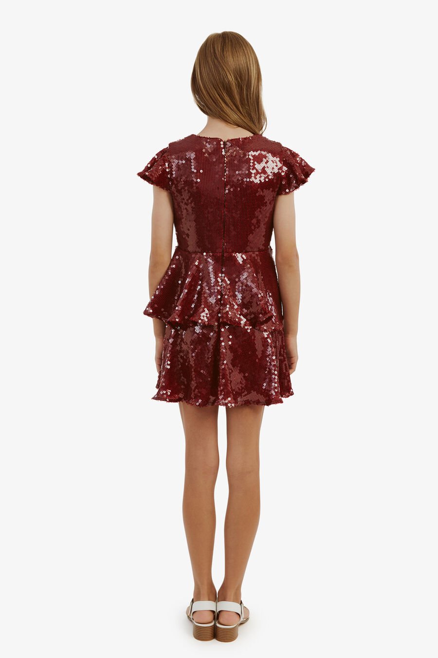 MINDIE SEQUIN DRESS in colour BURGUNDY