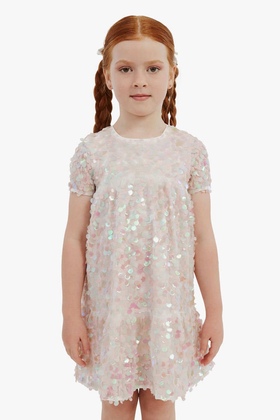 SEQUIN TIERED DRESS in colour PINK ICING