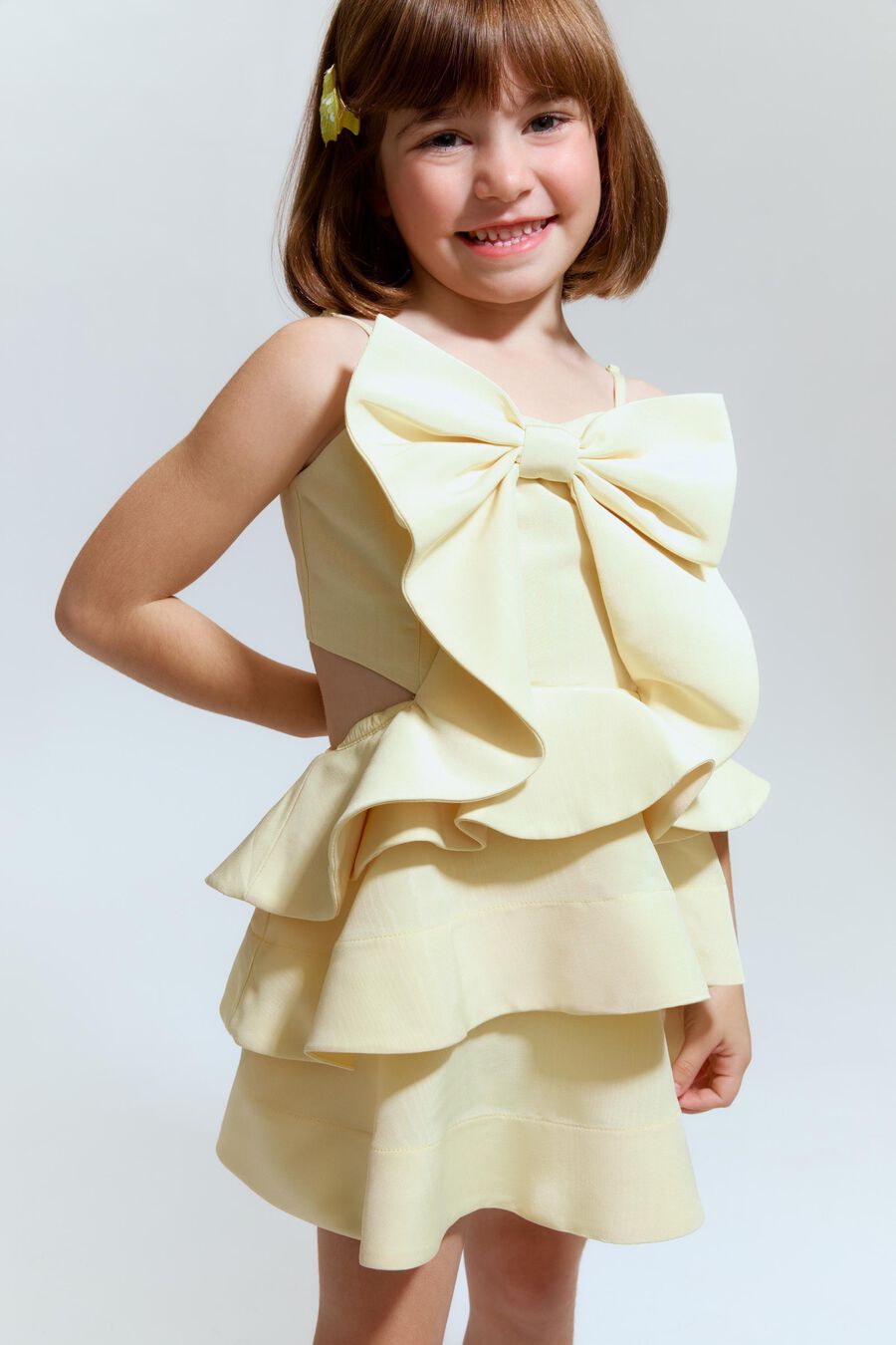 TULIP BOW DRESS in colour LEMON