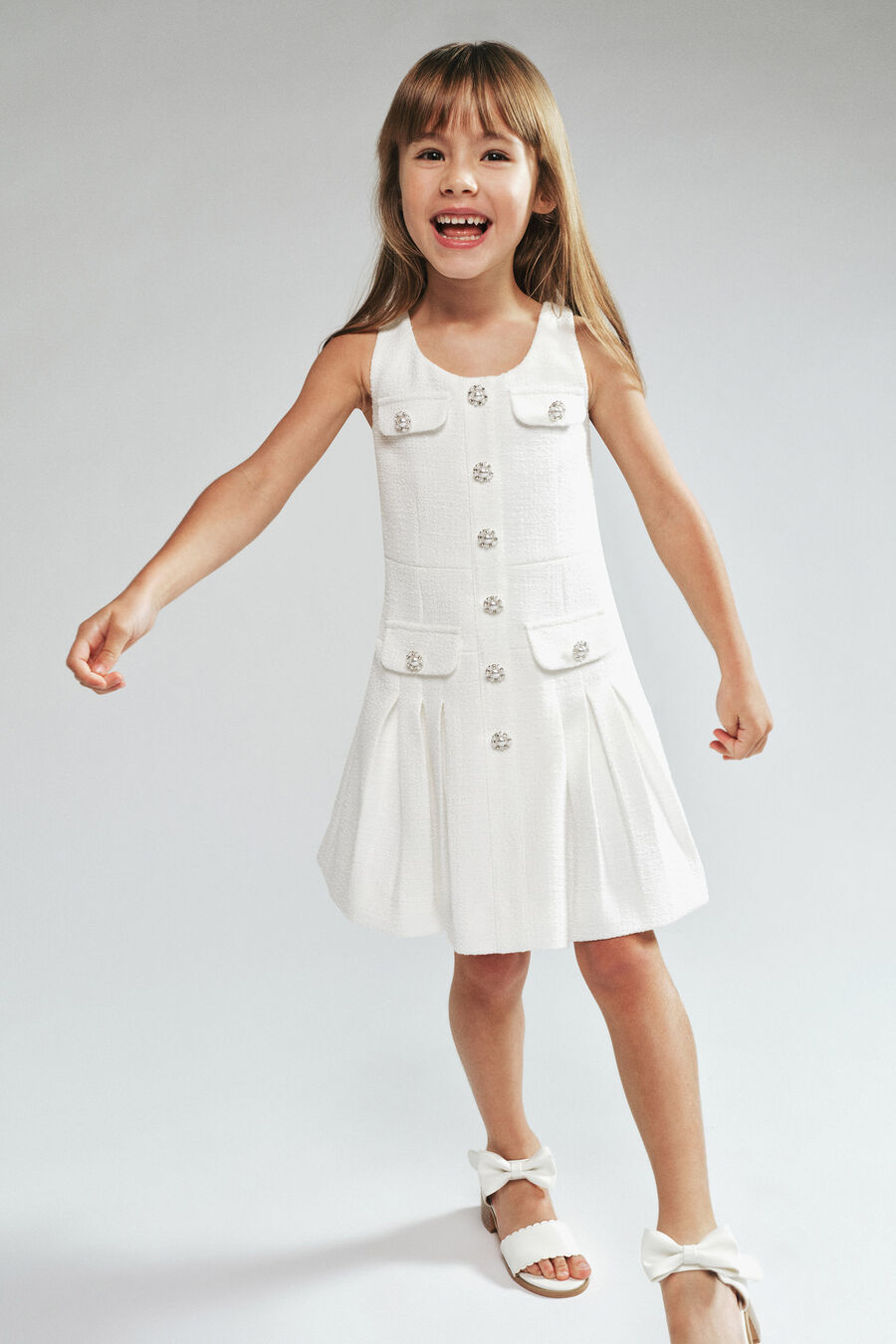 AURELIA BOUCLE DRESS in colour White