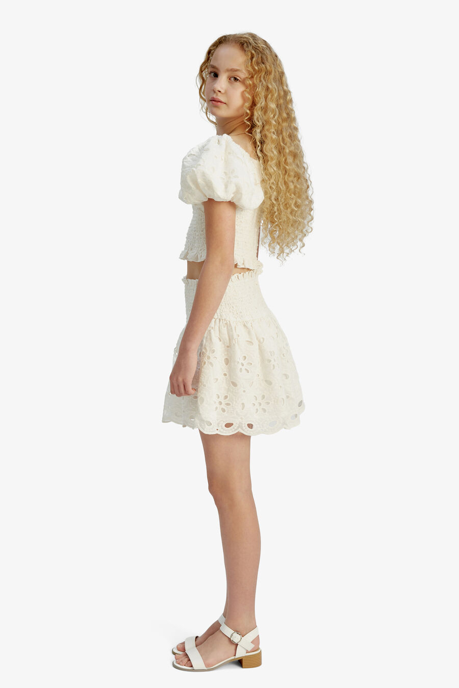 ASHLYN BRODERIE SKIRT in colour WHITE