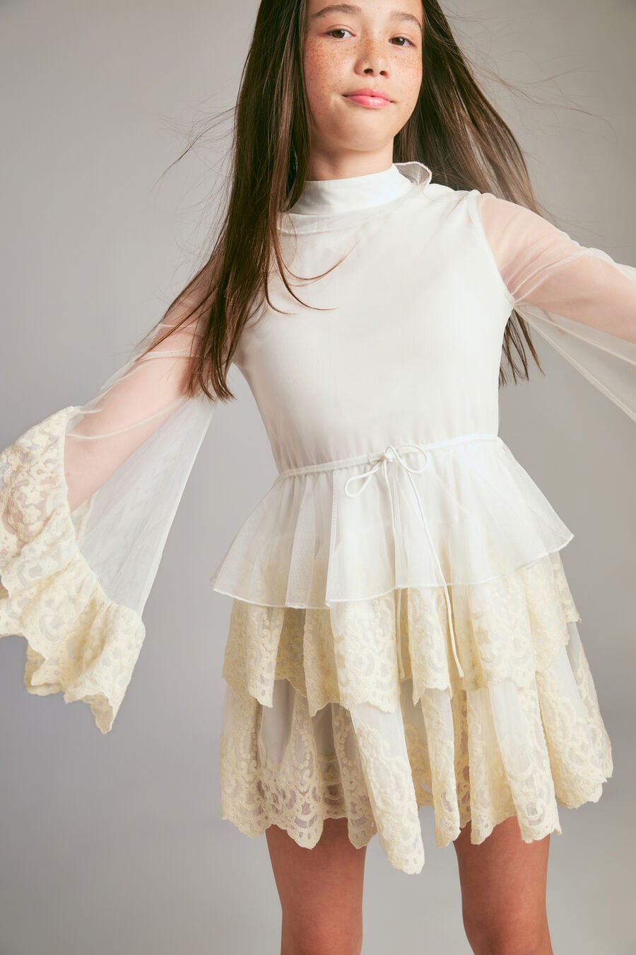 Girls Anyssa Lace Edge Ruffle Dress