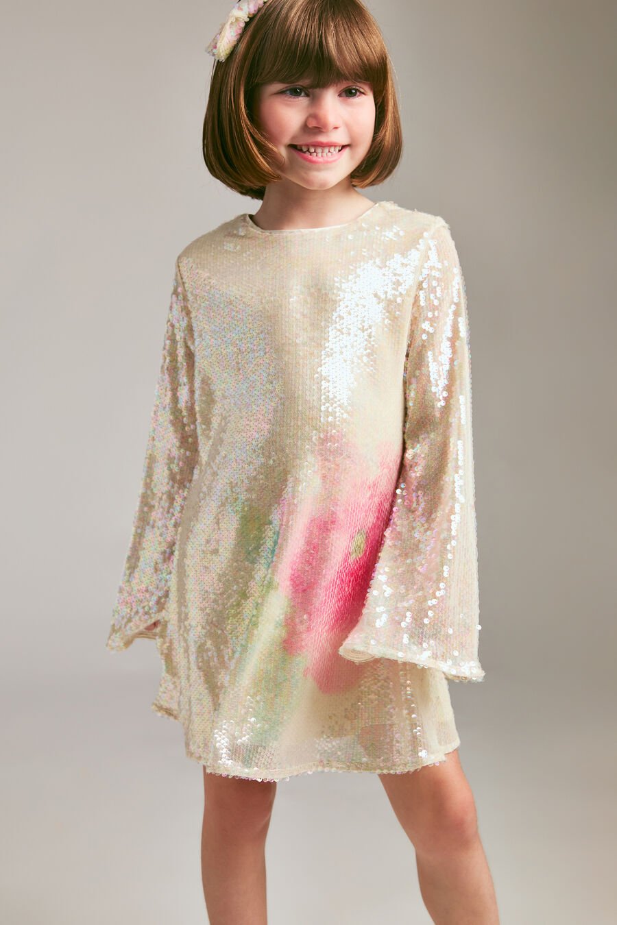 FLORA SEQUIN DRESS in colour Pink Floral