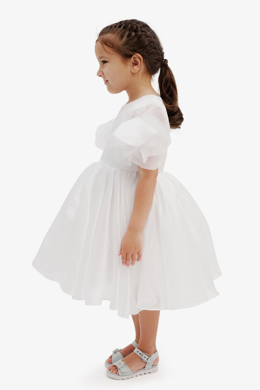 JULIET FLOWER MINI DRESS in colour ORCHIDWHT