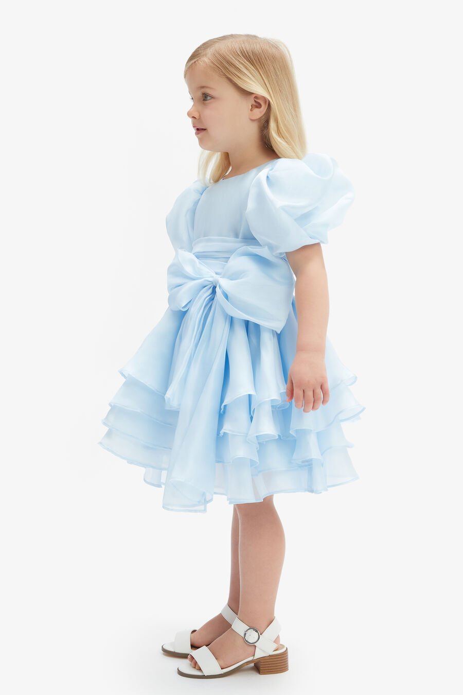 ANNABELLA  ORGANZA MINI DRESS in colour DUSTYBLUE