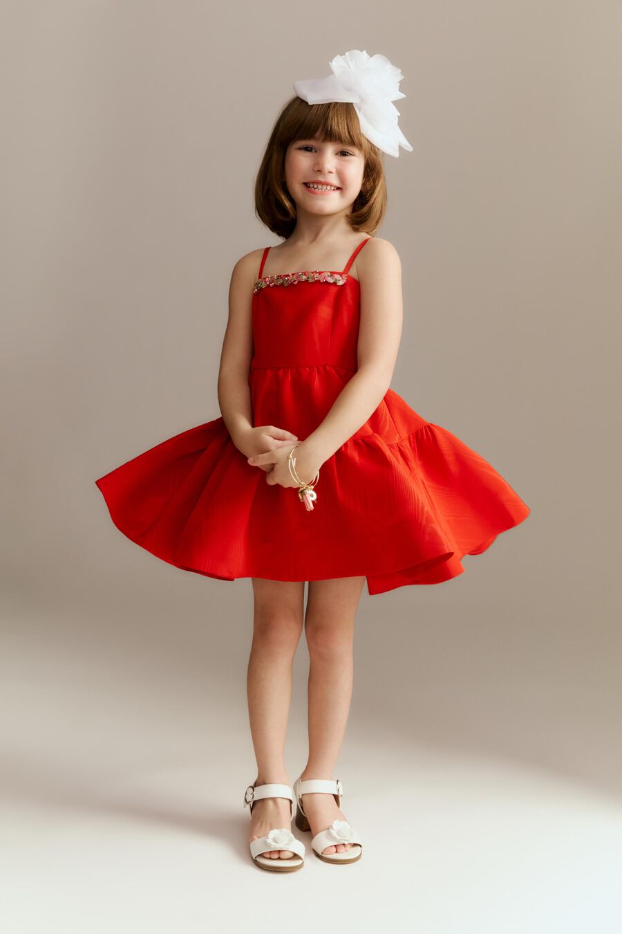 CHARLOTTE TRIM MINI DRESS in colour Red