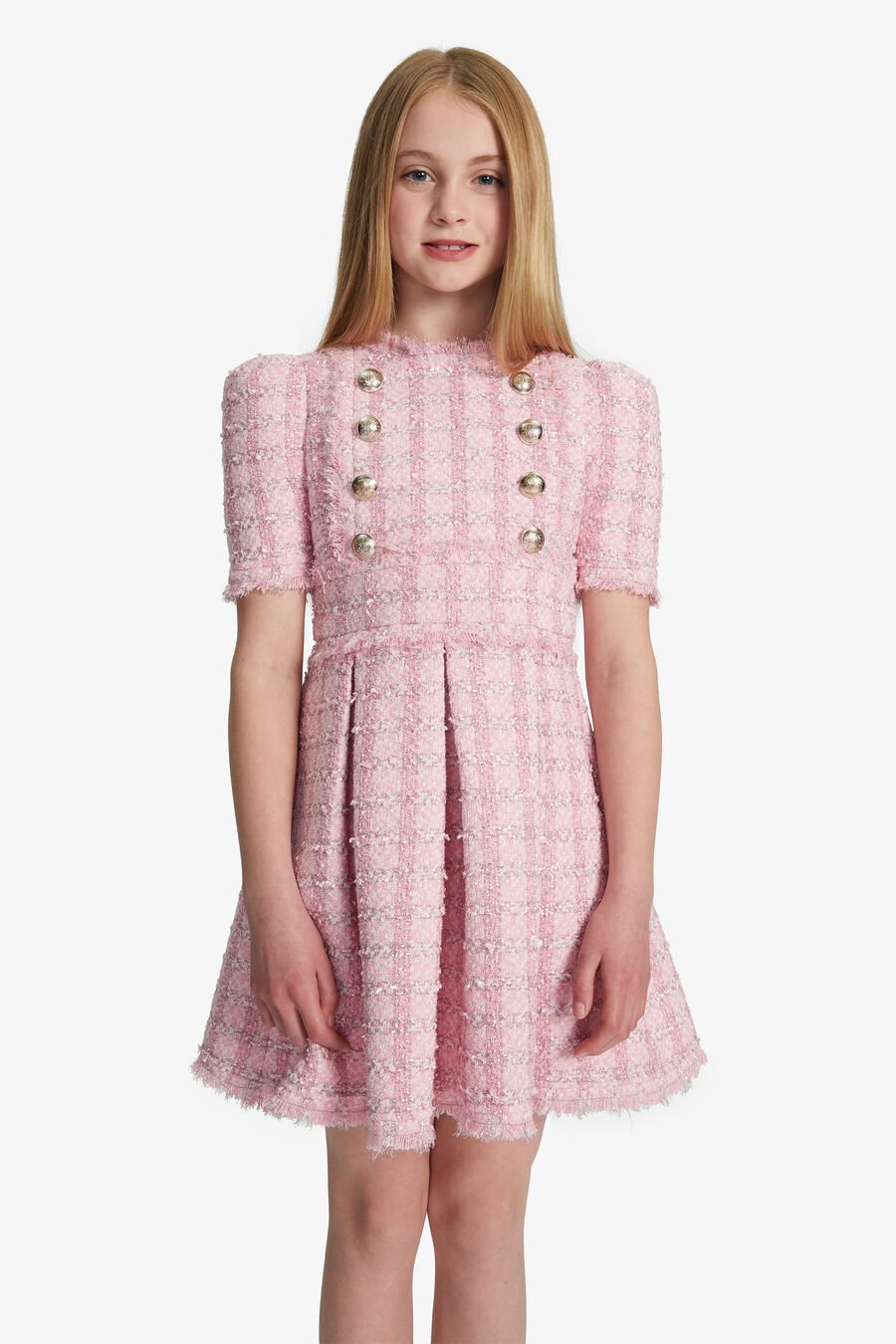 BRIELLE BOUCLE DRESS in colour PINK POP