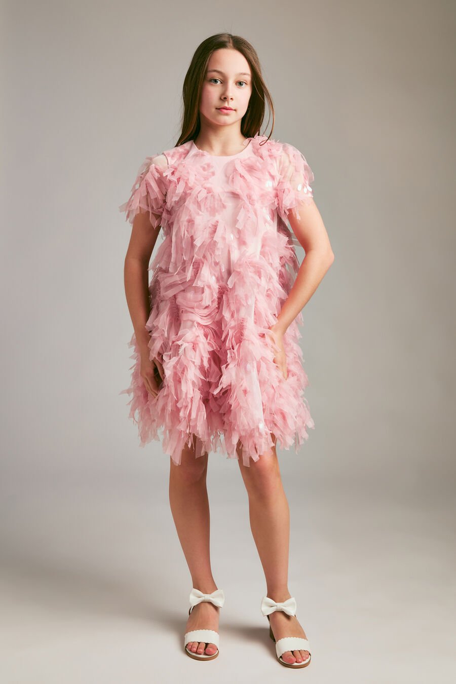 MALLORY TIERED DRESS in colour PETAL PINK