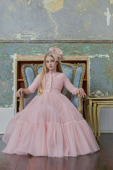 GIRLS KAIA TULLE GOWN in colour JET SET