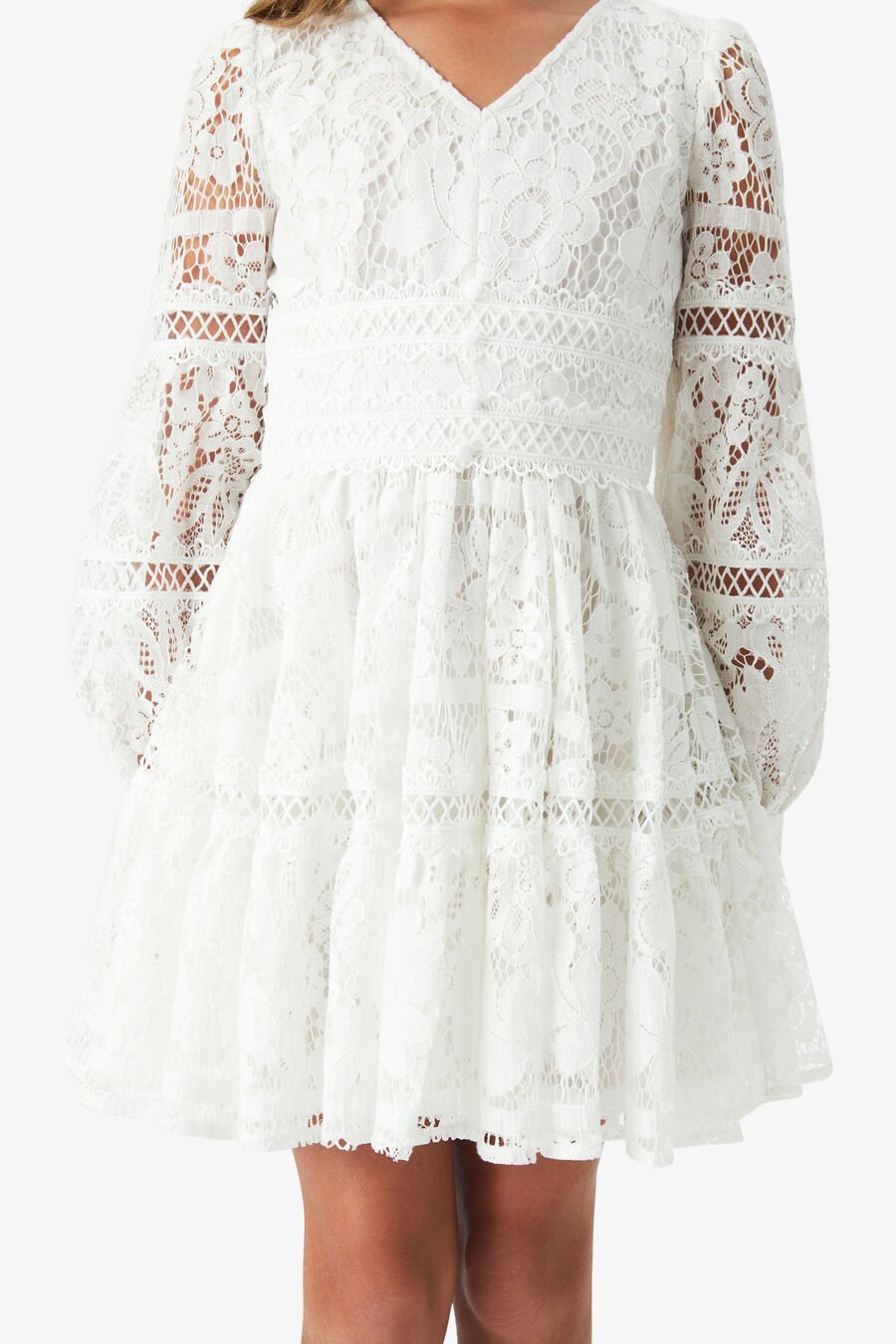 VENICE FLORAL LACE DRESS in colour IVORY