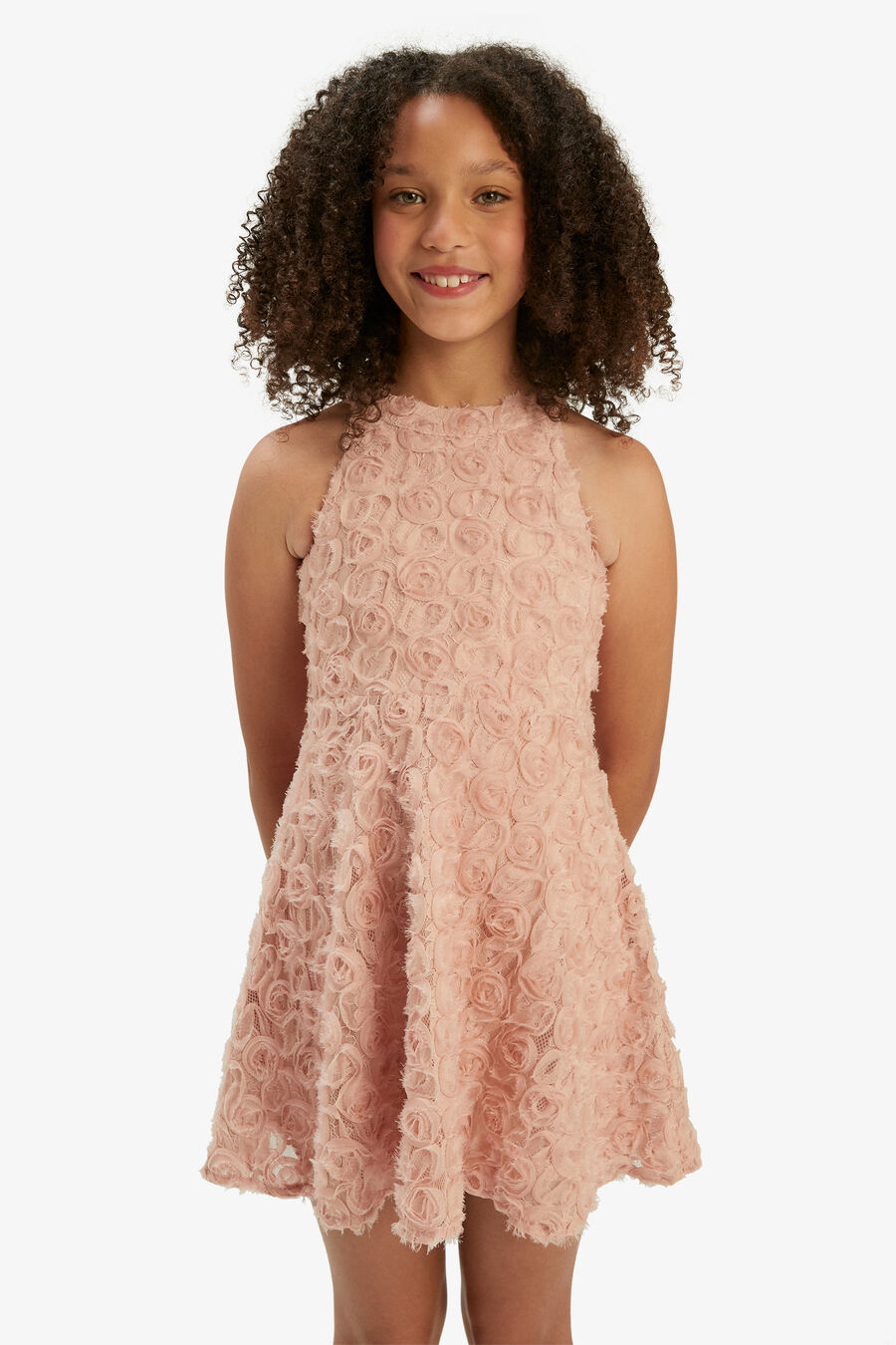 LIZELLE ROSETTE DRESS in colour DUSTY ROSE