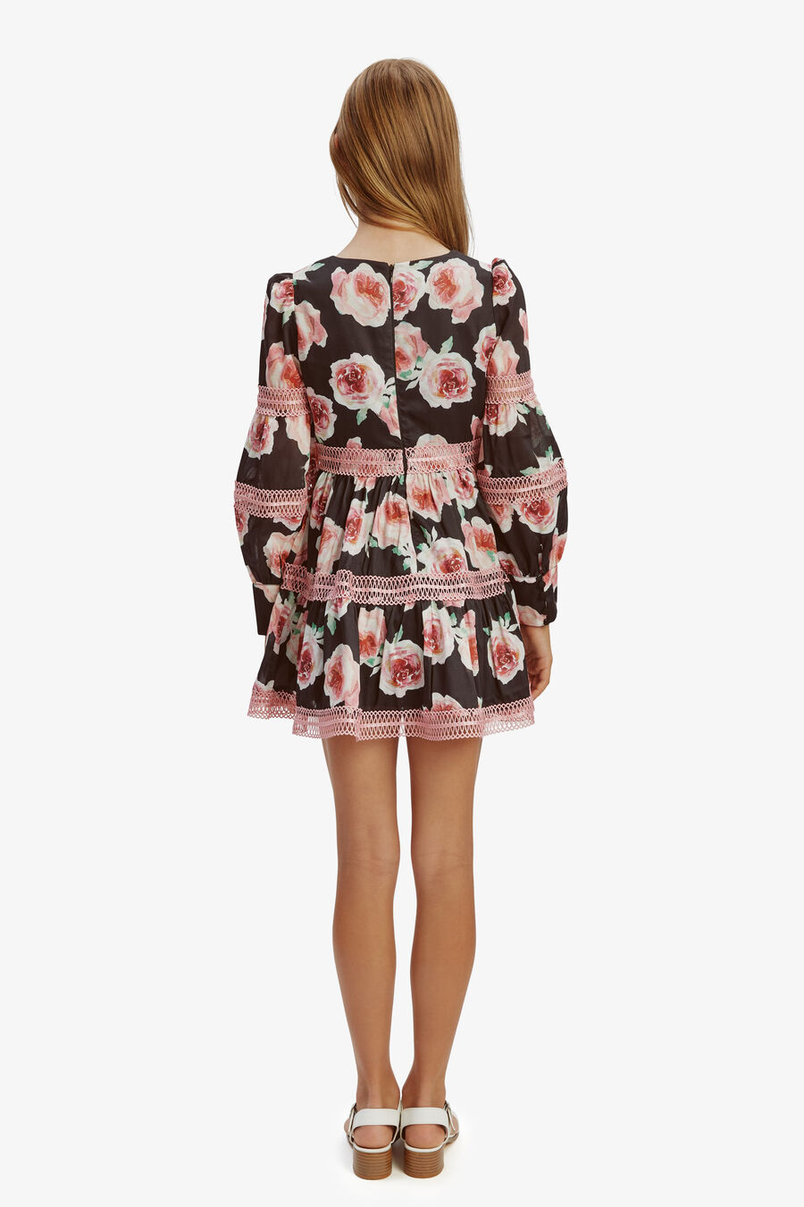 VENICE FLORAL MINI DRESS in colour BLACK FL