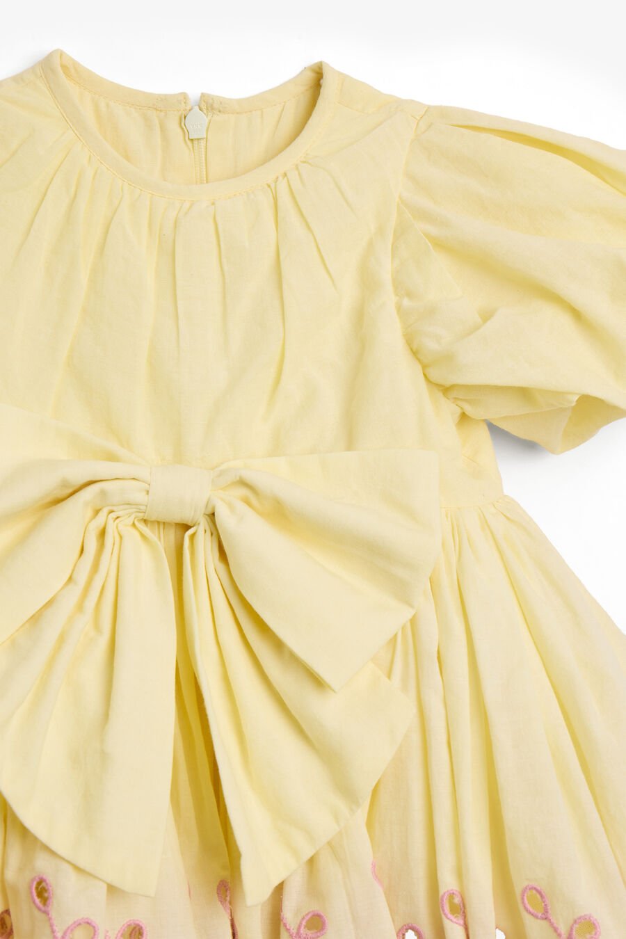 JADE EMBROIDERED MINI DRESS in colour Lemon