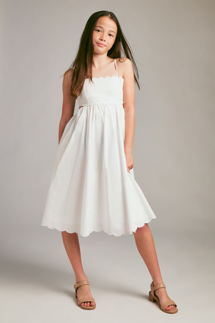 Girls Zaria Midi Poplin Dress