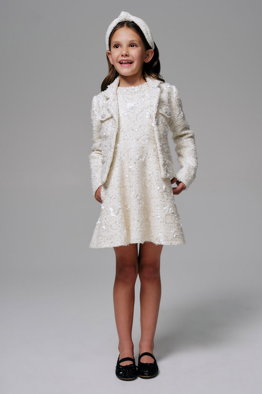 YVE BOUCLE MINI DRESS in colour IVORY