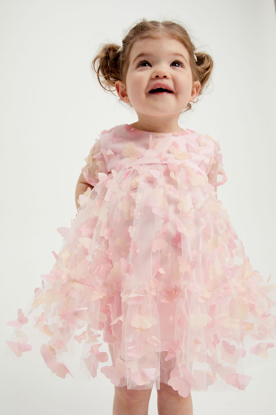 Baby Girl Butterfly Tiered Dress In Pastel Multi | Bardot Junior Baby Girl Butterfly Tiered Dress In Pastel Multi | Bardot Junior