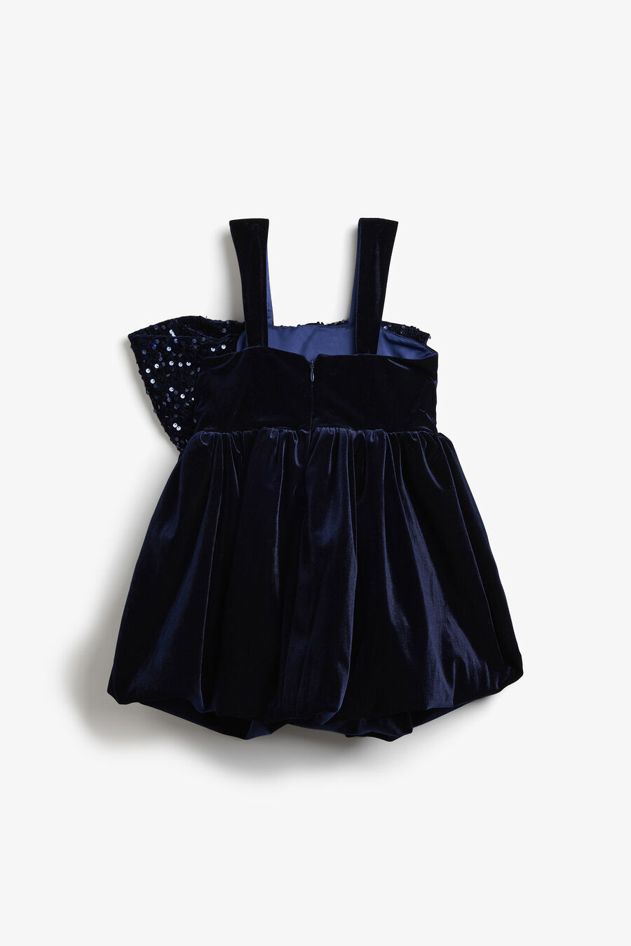 KIRRILY VELOUR BOW DRESS in colour Navy