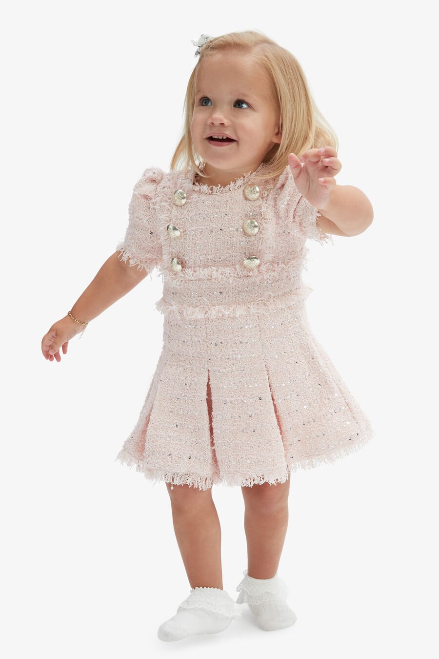 RILEY BOUCLE DRESS in colour PINK