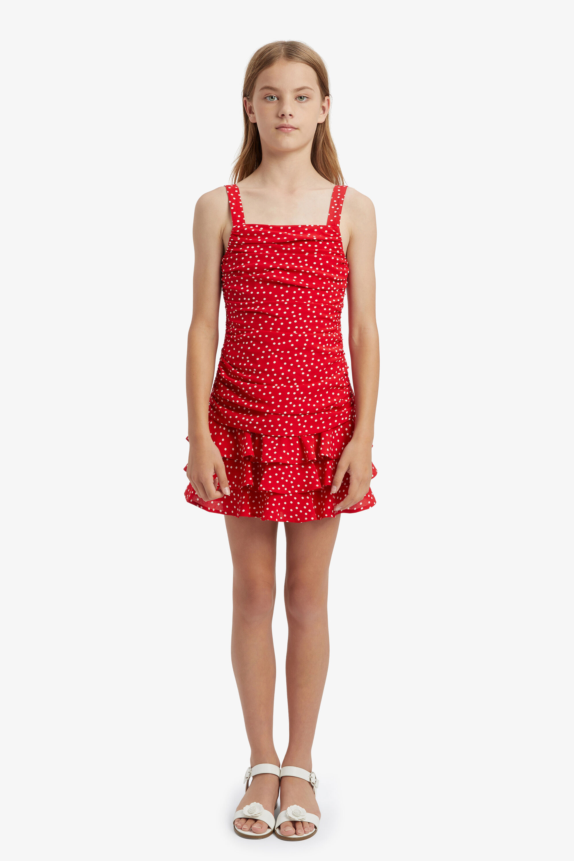 Girls Lia Spot Dress In Red Spot Bardot Junior