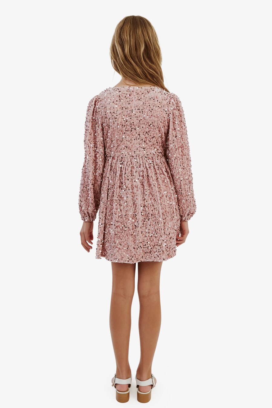 SEQUIN VELOUR MINI DRESS in colour Pink Sequin