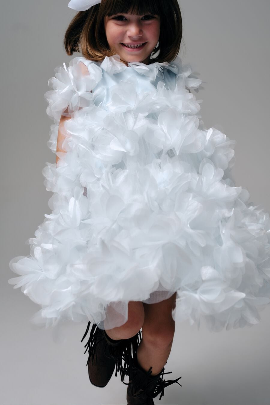 Girls Organza Flower Tiered Dress