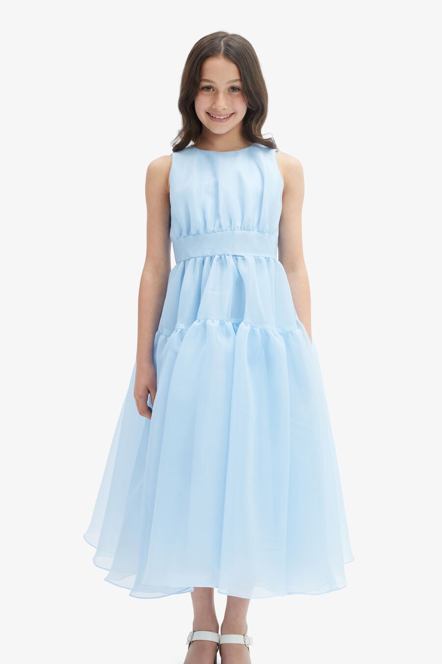AVA MIDI DRESS in colour BLUE BELL