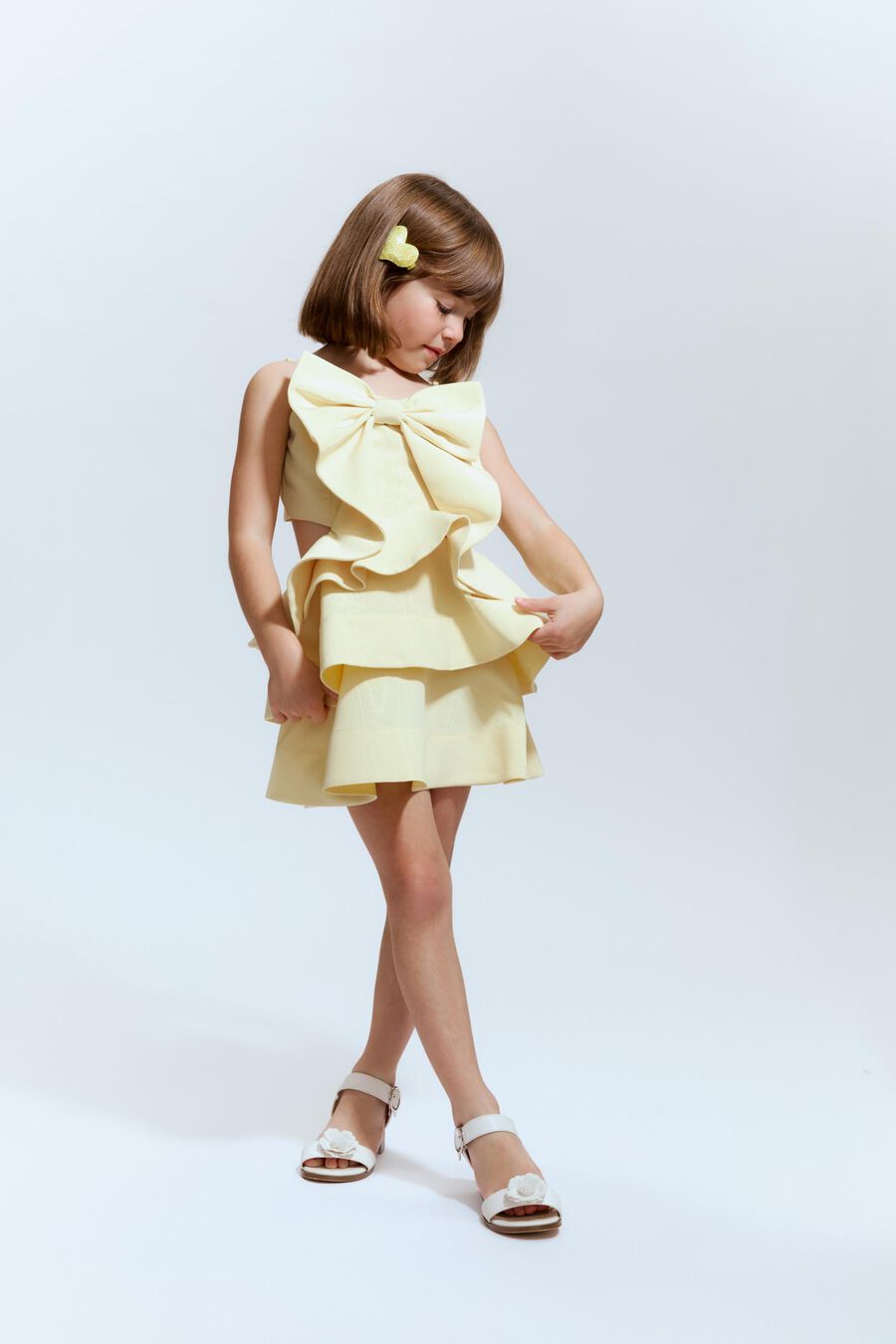 TULIP BOW DRESS in colour LEMON