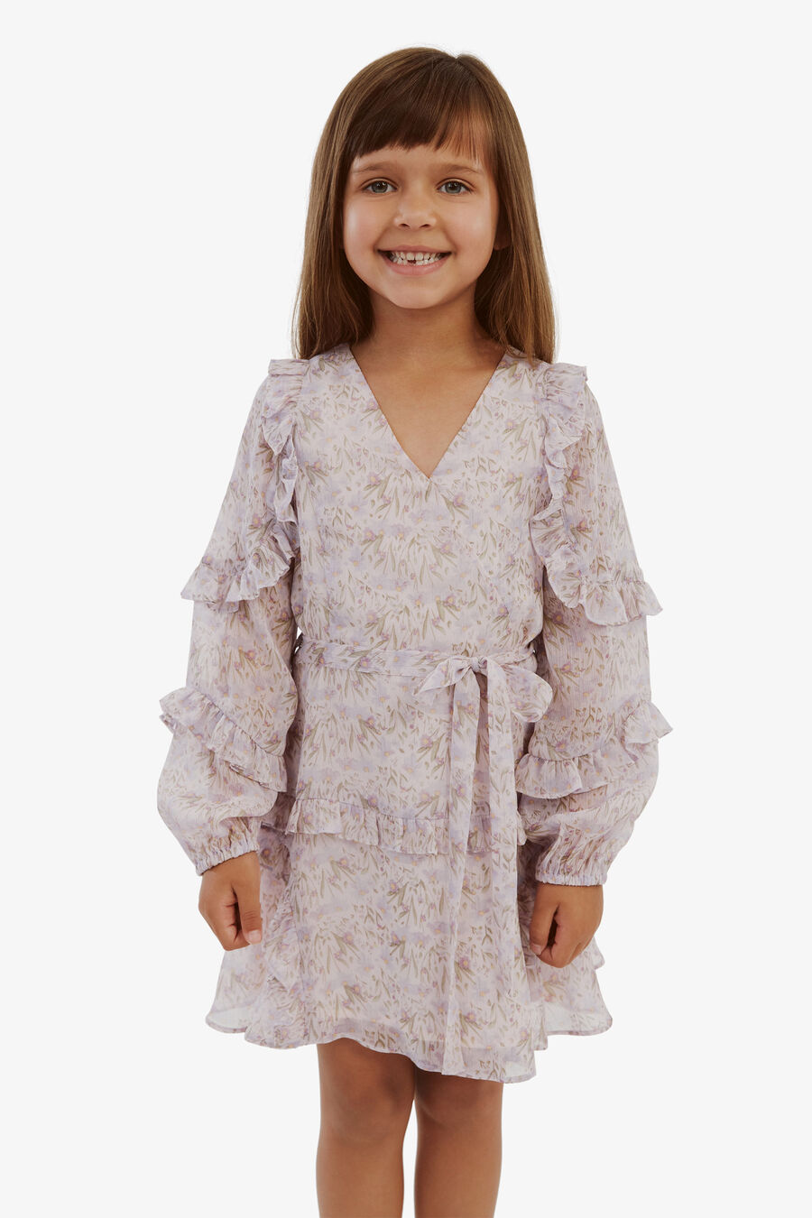 MIMI FLORAL FRILL DRESS in colour LILAC DTSY