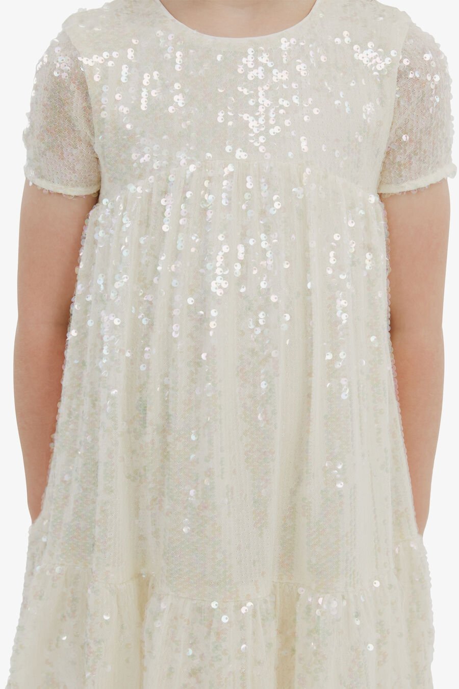 SEQUIN TIERED DRESS in colour ARCTIC ICE