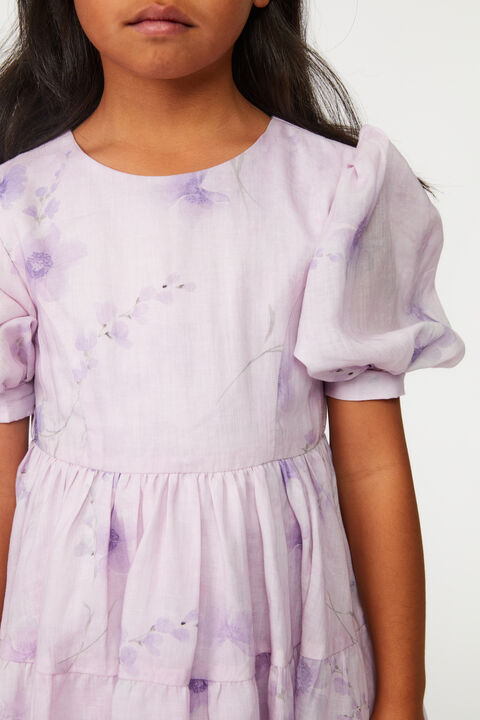 GIRLS FLORA TIERED MINI DRESS in colour PETAL PINK
