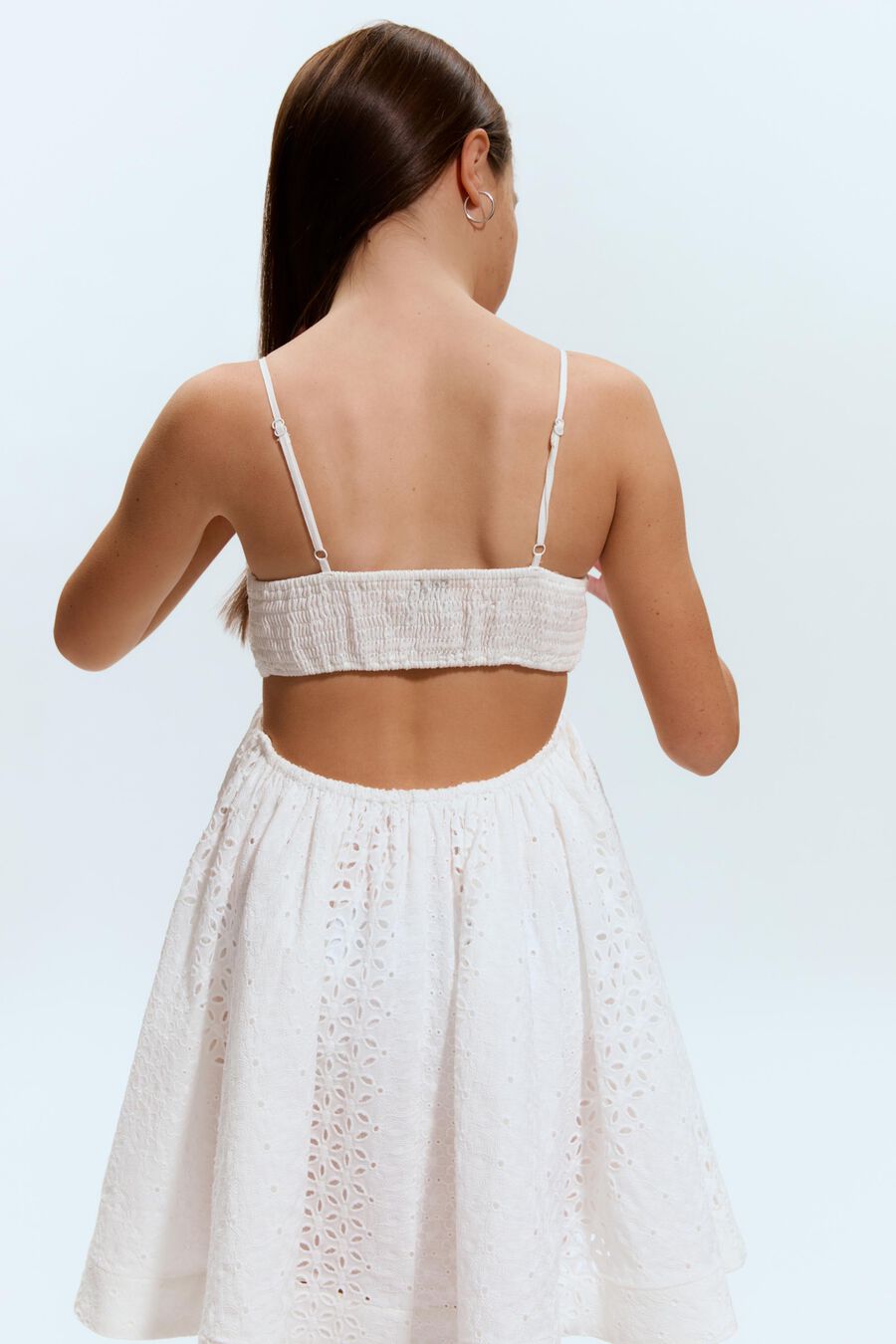 ZARELA BRODERIE MINI DRESS in colour Orchid White