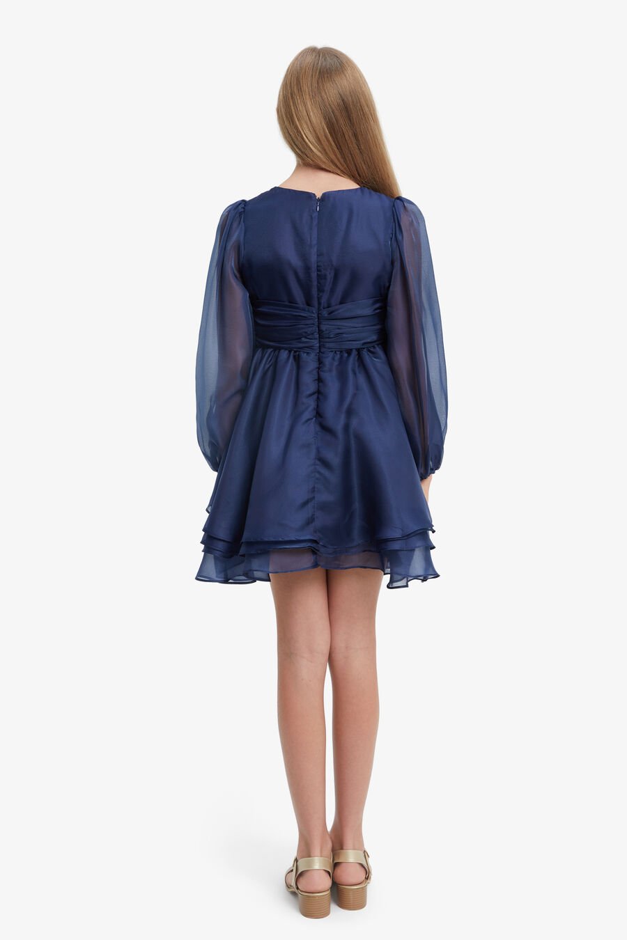 ENYA ORGANZA MINI DRESS in colour NAVY