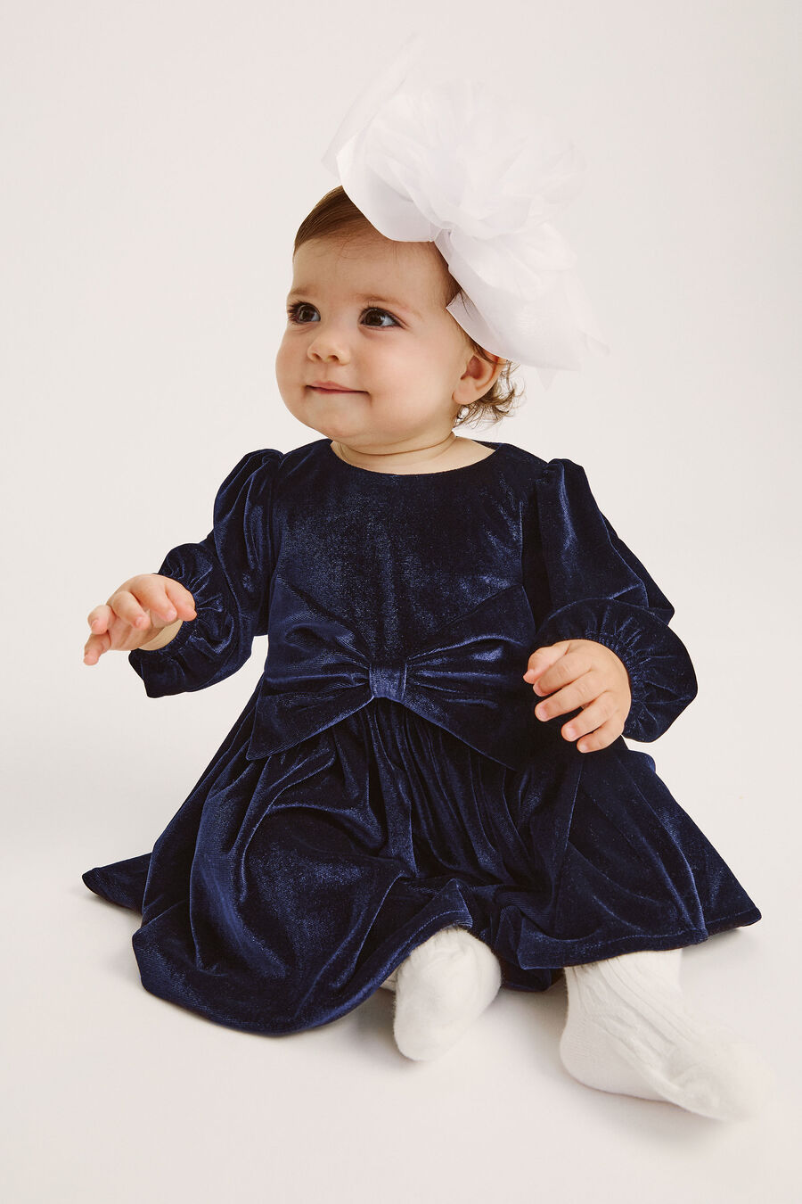 LINDSEY VELOUR MINI DRESS in colour NAVY