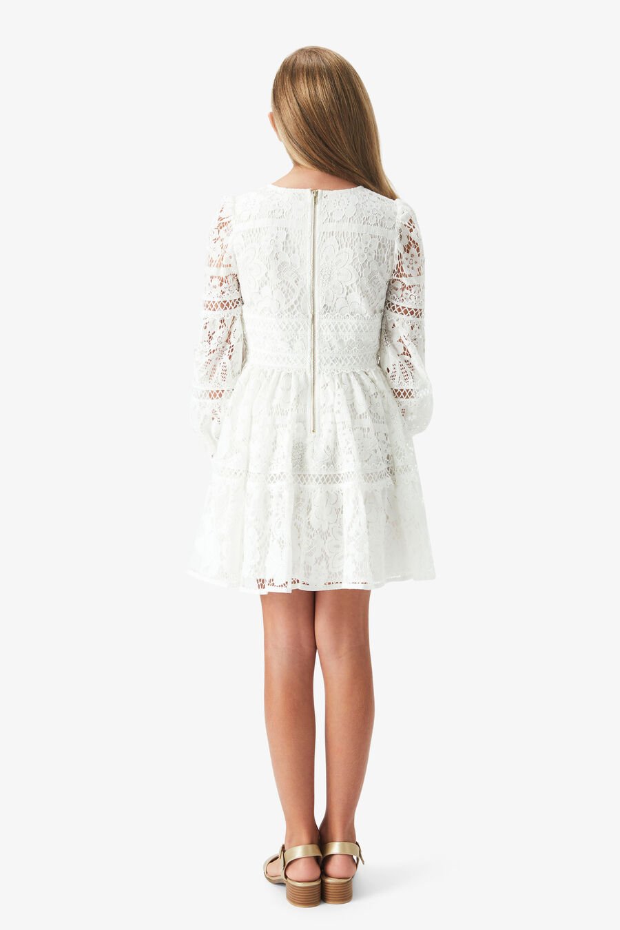 VENICE FLORAL LACE DRESS in colour IVORY