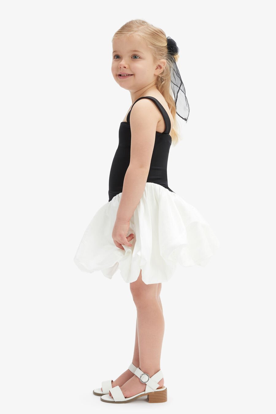 VEGA MINI BUBBLE DRESS in colour Black & White