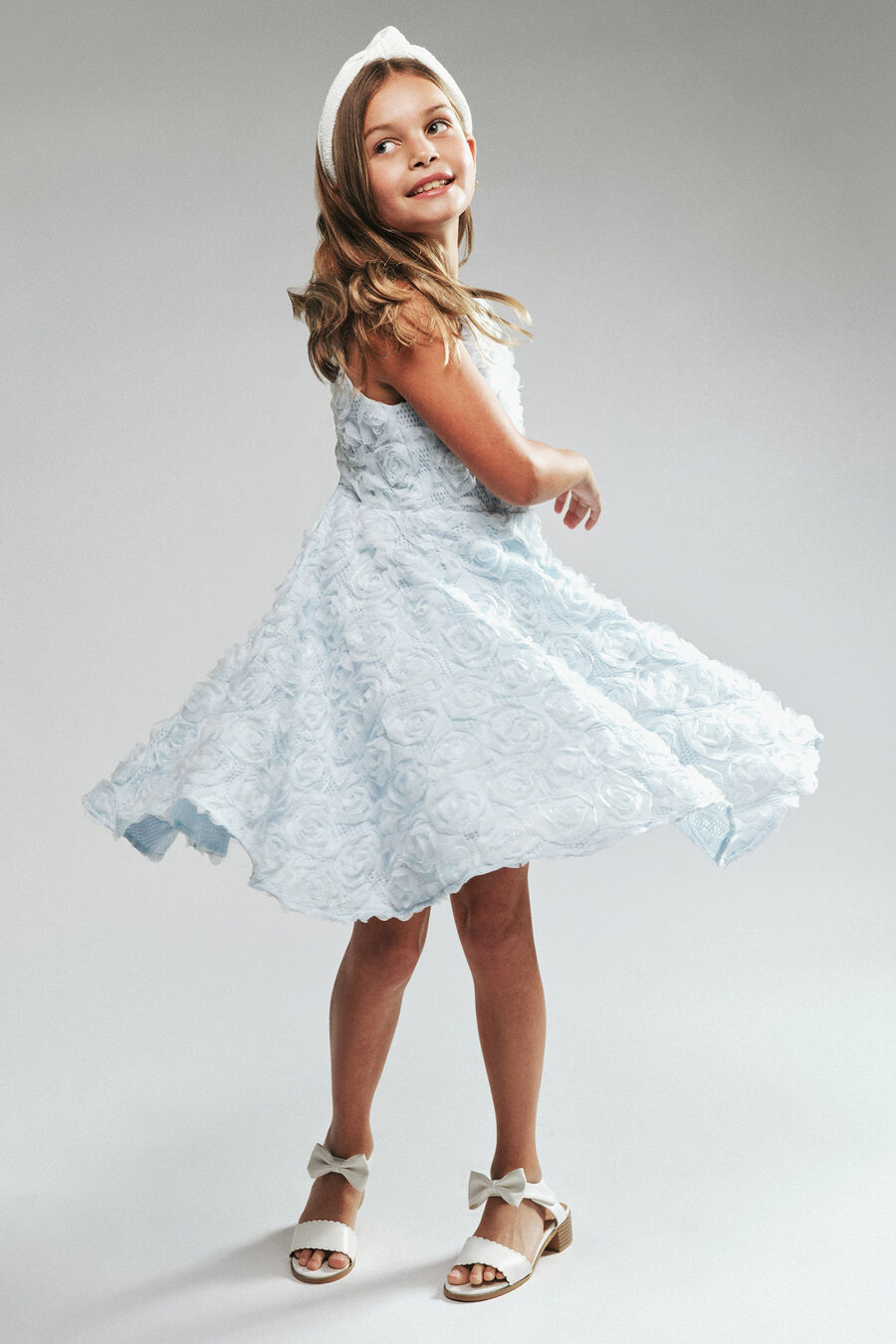 EMILY ROSETTE DRESS in colour Blue