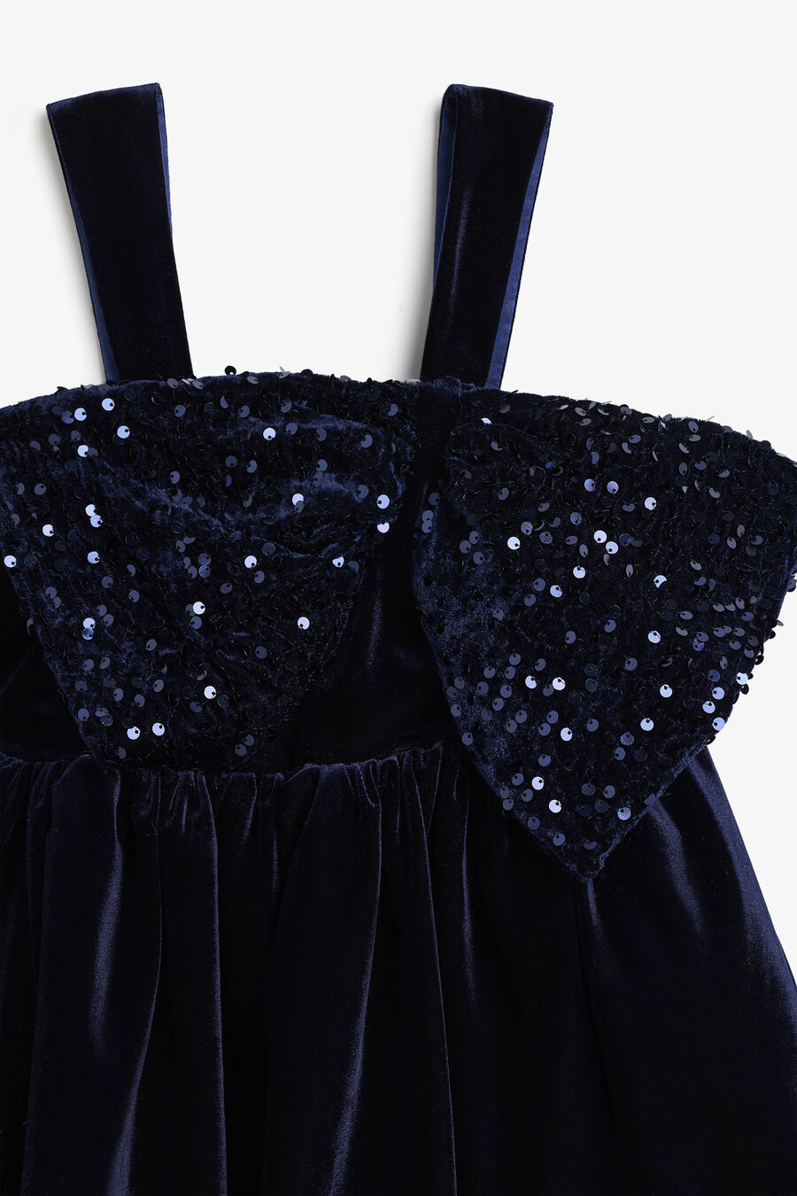 KIRRILY VELOUR BOW DRESS in colour Navy