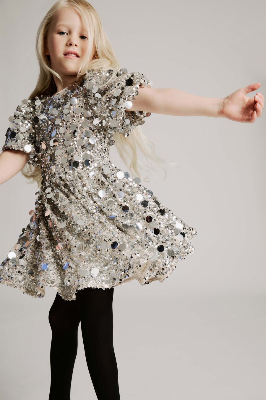 ISABEL SEQUIN MINI DRESS in colour SILVER